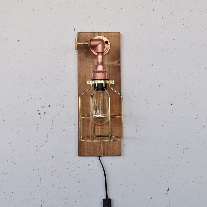Opviq Lámpara de pared de madera y oro rosa Pp168